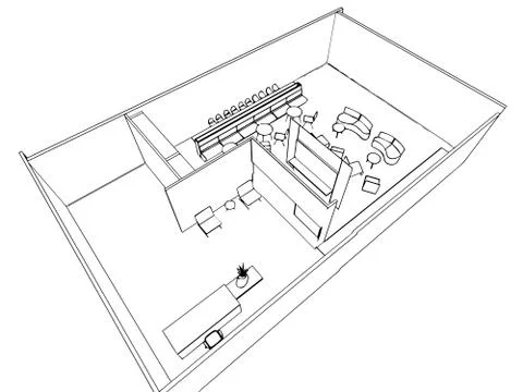 Interior outline drawing sketch Stock Illustration
