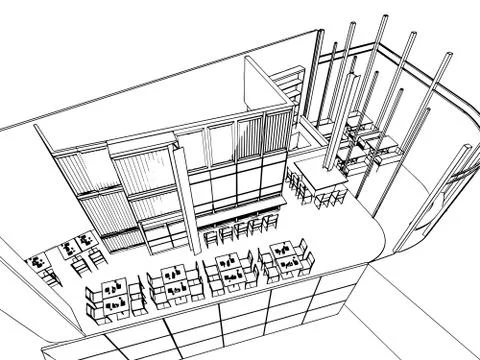 Interior outline drawing sketch Stock Illustration