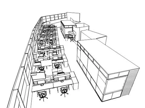 Interior outline drawing sketch Stock Illustration