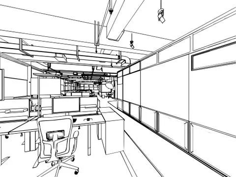 Interior outline drawing sketch Stock Illustration
