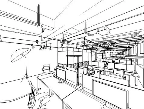 Interior outline drawing sketch Stock Illustration