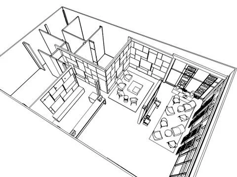 Interior outline drawing sketch Stock Illustration