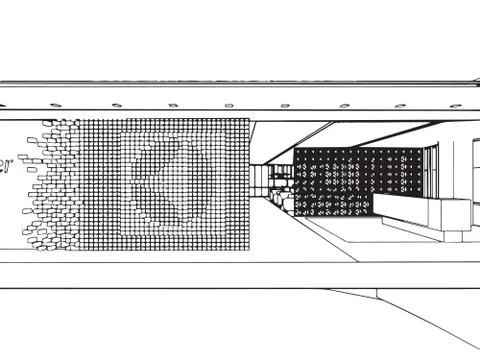 Interior outline sketch drawing perspective office Stock Illustration