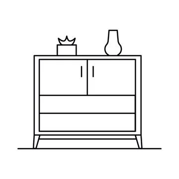 Interior in outline style Stock Illustration