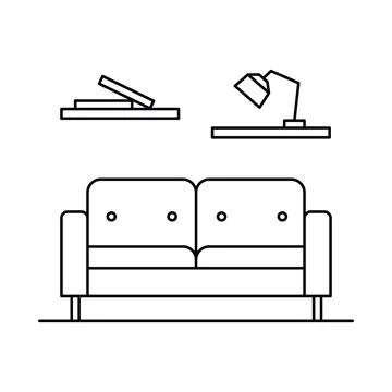 Interior with in outline style Illustrazione stock