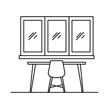 Interior with in outline style 스톡 일러스트