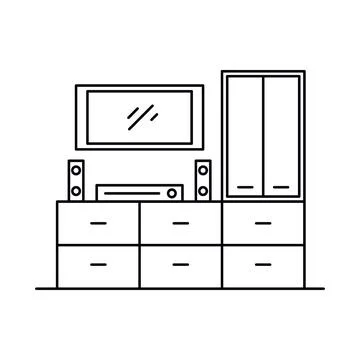 Interior with in outline style Stock Illustration