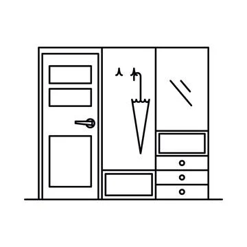 Interior with in outline style 스톡 일러스트