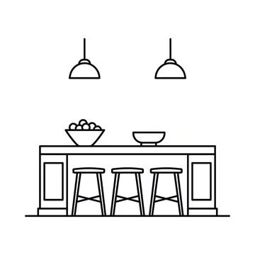 Interior with in outline style Stock-Illustration