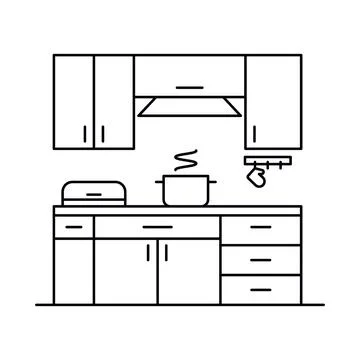 Interior with in outline style Stock Illustration