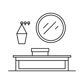 Interior with in outline style Illustrazione stock