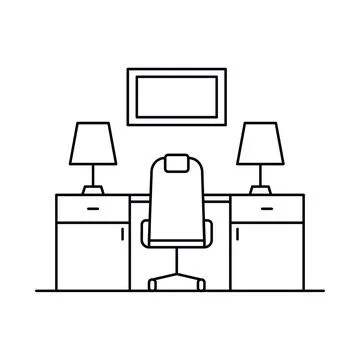 Interior with in outline style Stock Illustration