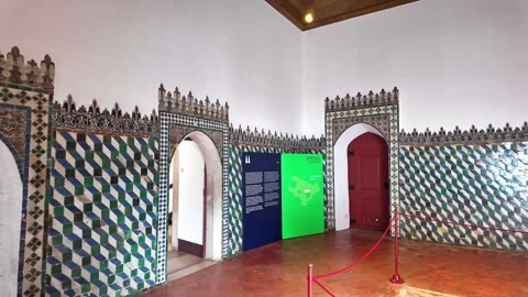 Interior of Palace of Sintra, located in the town of Sintra, in Portugal Video stock 276389405