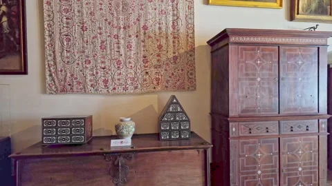 Interior of Palace of Sintra, located in the town of Sintra, in Portugal Video stock 276389801