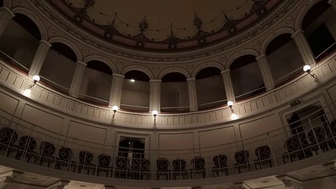 Interior of a panoramic theater from left to right Stock Footage 73983785