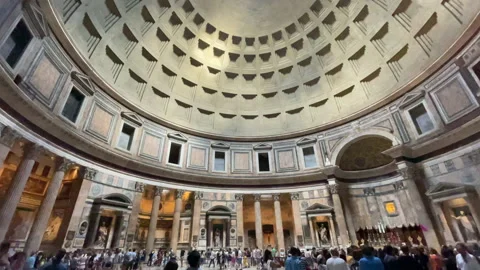 Interior of the Pantheon in Rome Stock Footage 200546761