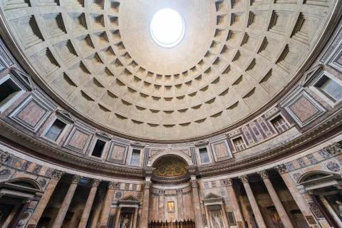 Interior of the Pantheon of Rome Stock Photos
