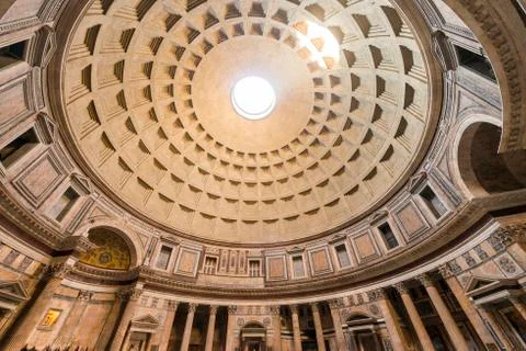 Interior of the Pantheon of Rome Stock Photos