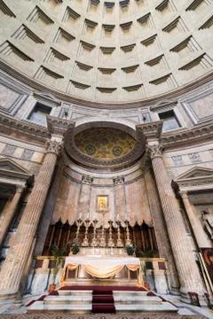 Interior of the Pantheon of Rome Stock Photos