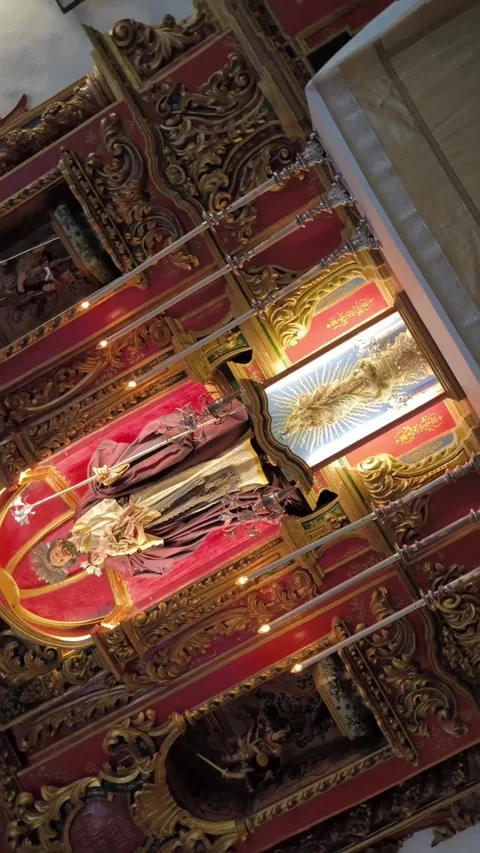 Interior of the Parish of St. Francisco de Asis, a historic Catholic church Stock Footage 329246998