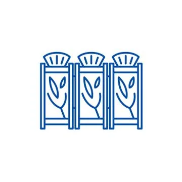 Interior partitions line icon concept. Interior partitions flat vector symbol Stock Illustration