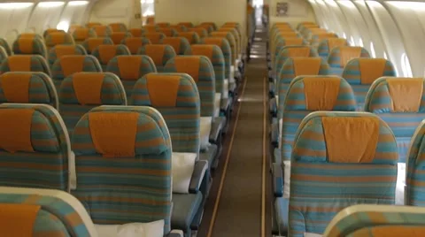Interior Of The Passenger Airplane Video stock 62202527