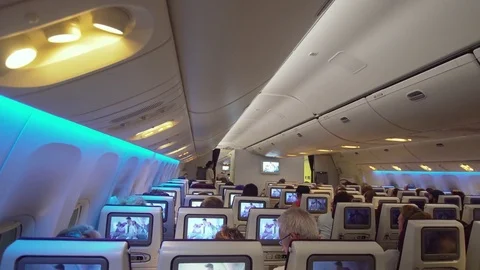 Interior of the passenger airplane. Stock Footage 83141147