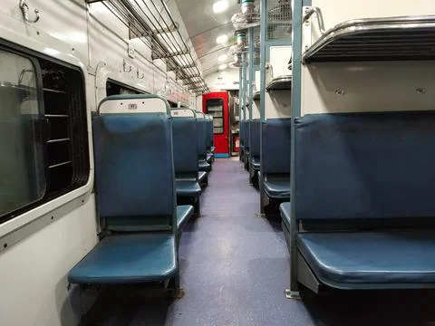 Interior in passenger train of Indian railways Stock Photos