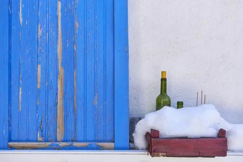 Interior patio with decorative elements in typically Andalusian colors Stock Photos