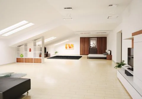 Interior of penthouse 3d render Stock Illustration