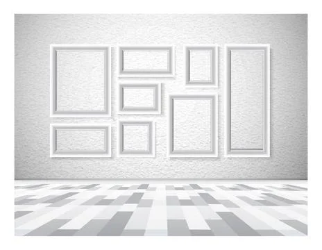 Interior picture frames on white wall Interior picture frames on white wal... Stock Photos