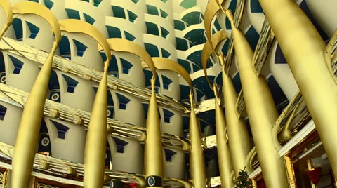Interior of pillars abstract in the worlds only 7 star hotel the Burj Al Arab in 스톡 동영상 37211648