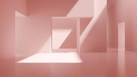 Interior pink abstract empty room 3D rendering Stock Illustration