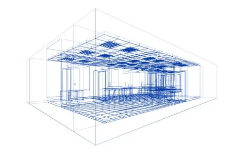 Interior plan on white 3d rendering Stock Illustration