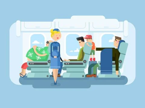 Interior of plane flat design Stock Illustration