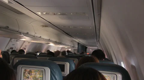 Interior Plane In Flight Stock Footage 34933198