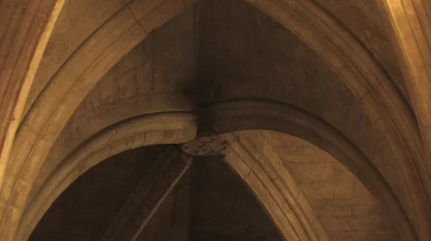 Interior of Poblet Monastery in Spain Stock Footage 726092