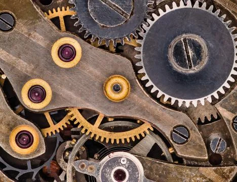The interior of a pocket watch. Stock Photos