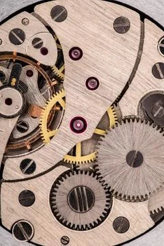 The interior of a pocket watch. Stock Photos