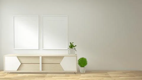 Interior poster frame mock up living room with  white sofa room minimal desig Stock Illustration