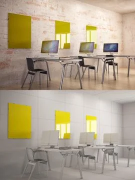 Interior Poster frame mock-up Stock Photos