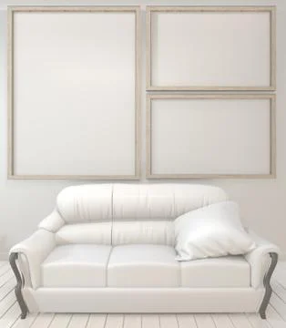 Interior poster mock up wooden frames, sofa, plant and lamp in living room wi イラスト素材