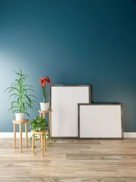 Interior poster mockup 3d render Stock Illustration