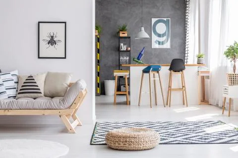 Interior with pouf and sofa Stock-Fotos