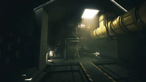 Interior of power facility showcasing massive ducts and intricate machinery Stock Footage 340342752