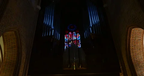 Interior of Poznań Cathedral with Upward Camera Movement Stock Footage 341831051