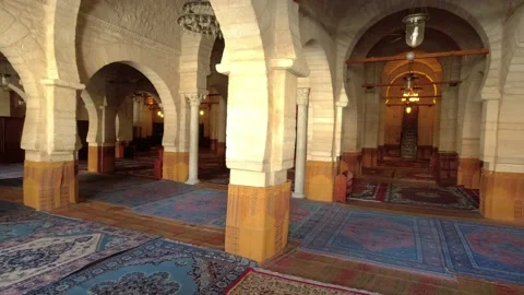Interior of the prayer room in the great mosque, Sousse, Tunisia Stock Footage 254268626