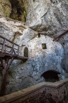 Interior of Predjama Castle Stock Photos