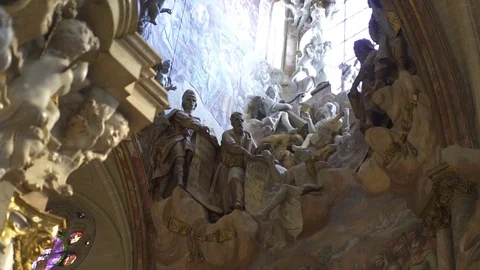 Interior of the Primate Cathedral of Saint Mary Toledo, Spain. Stock Footage 123692810