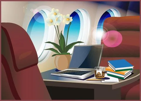 Interior private jet Stock Illustration